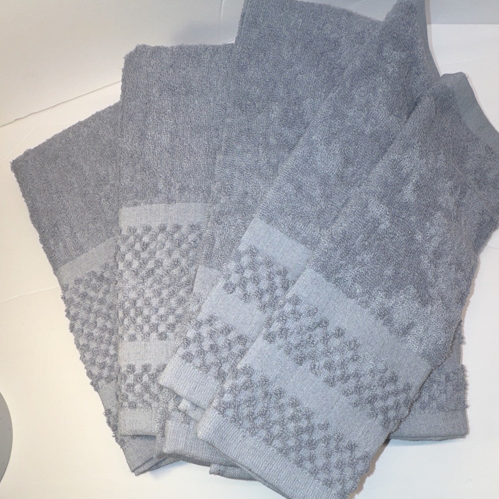 Gray Cotton Textured Towel Set 4-Piece Bath Hand Washcloth 28x52